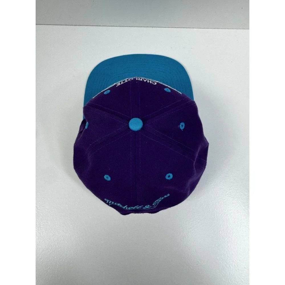 Mitchell & Ness Charlotte Hornets Snapback Hat Purple/Teal Cap Hardwood Classics